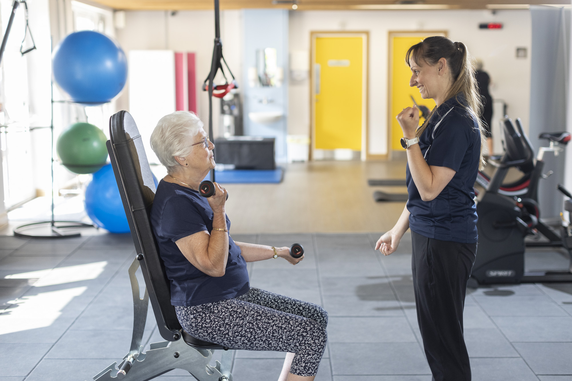 Exercise class with older adult