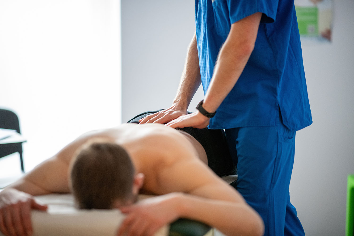 A man being massaged.