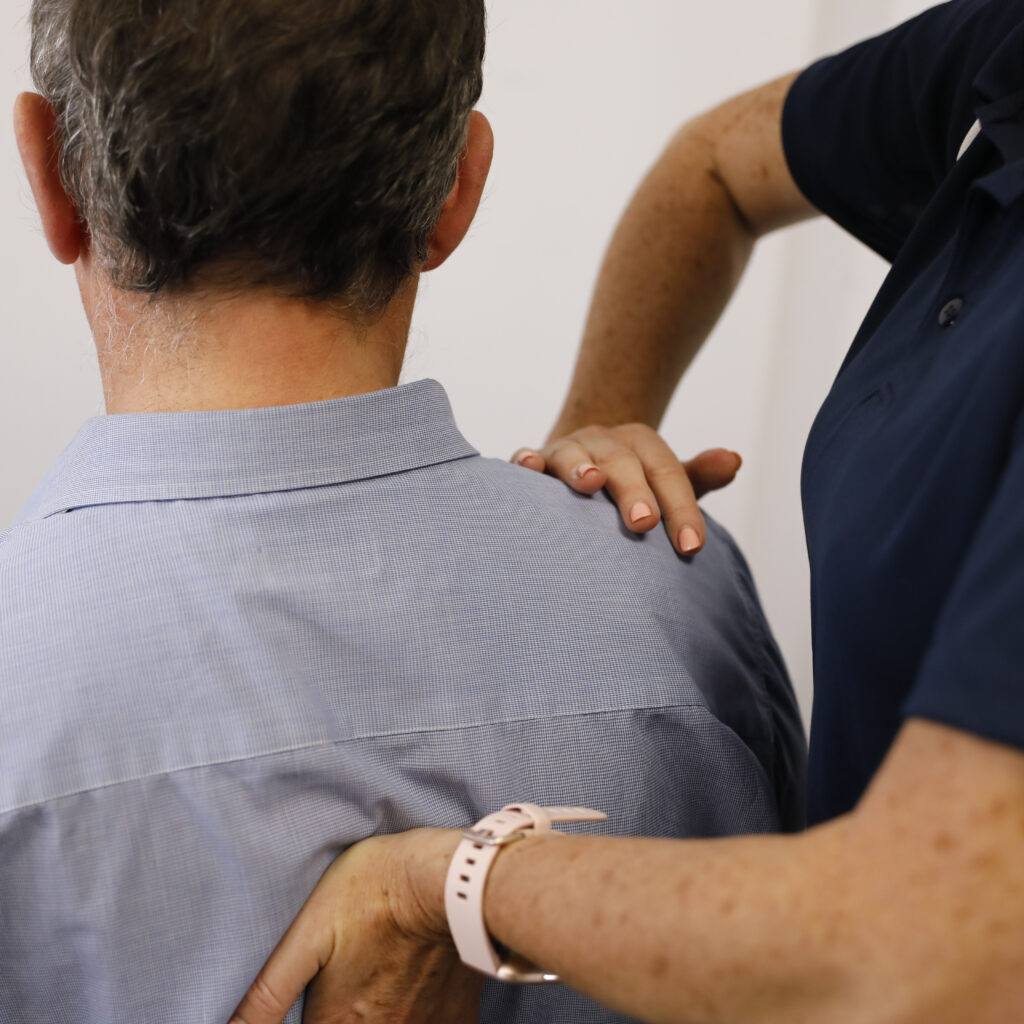 A persons back is treated