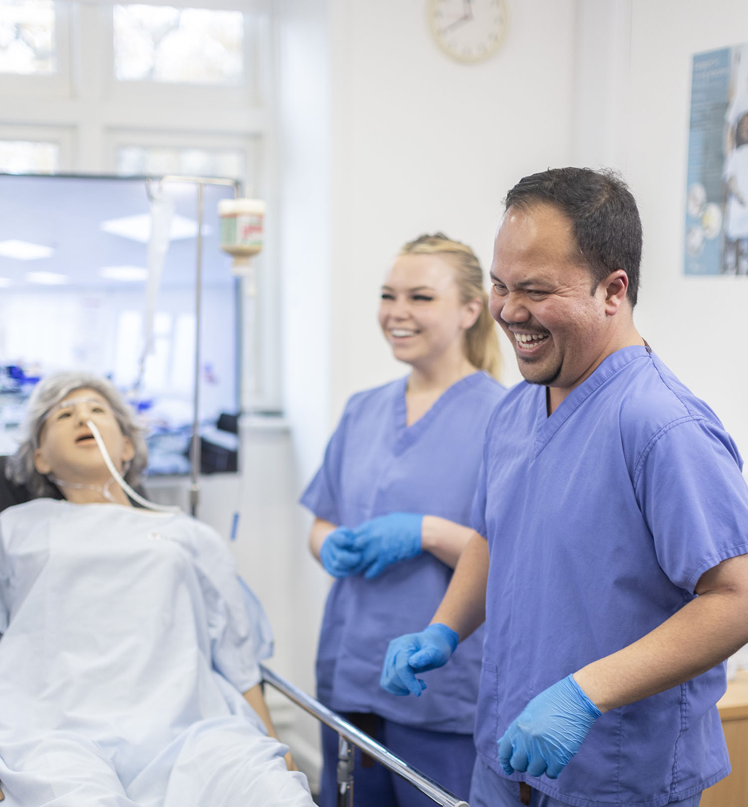 A demonstration with students in the simulation spaces.
