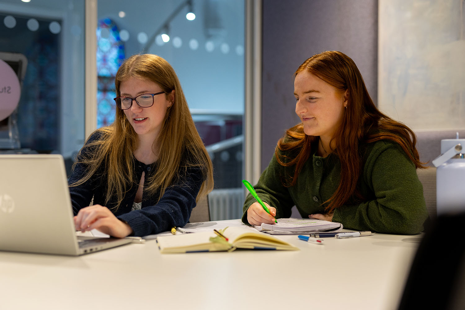 Students working