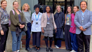 Dr Yetunde Dairo (centre), Head of HSU's School of Health and Rehabilitation Sciences, with colleagues and attendees at the Allied Health Professionals Careers Day.