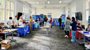 Students exploring career opportunities and meeting exhibitors at HSU's Allied Health Professionals Careers Day.